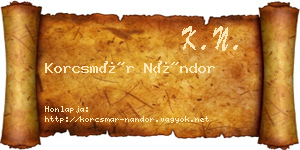Korcsmár Nándor névjegykártya