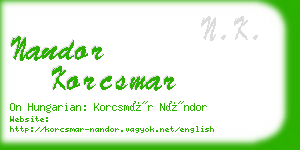 nandor korcsmar business card